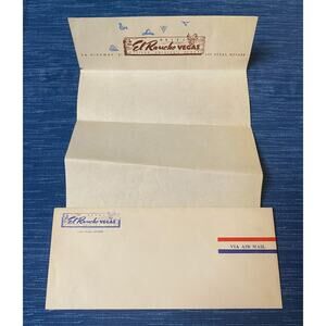 Vintage El Rancho Hotel Casino Las Vegas Nevada Advertising Envelope Stationary